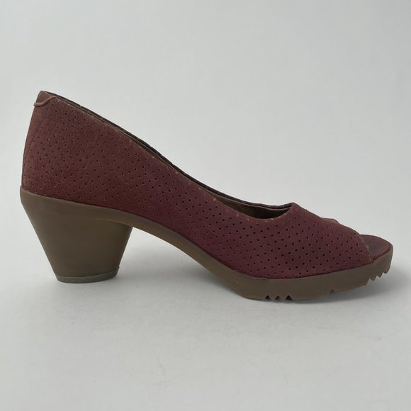 Fly London Frey Peep Toe Peeptoe Leather Heels, Smoky Purple, Size 9/9.5 (40) - Picture 3 of 10